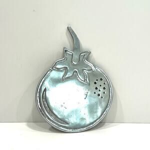 Crate & Barrel Tomato Metal Silver Trivet 8.5 x 11.5